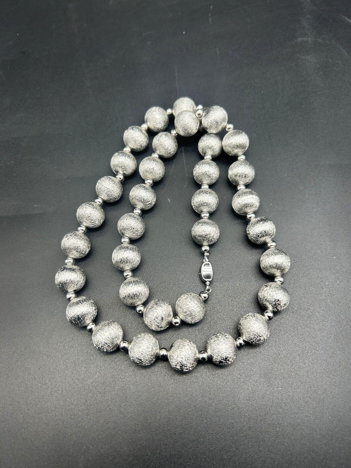 Средневековое Винтажное Ретро Медный Шар Посеребренный Щеткой Ожерелье Модное, Простое И Атмосферное