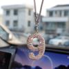 Car Pendant Interior Rearview Mirror Crystal Numbers Decoration Car Hanging Ornament Car Hanging Accessories