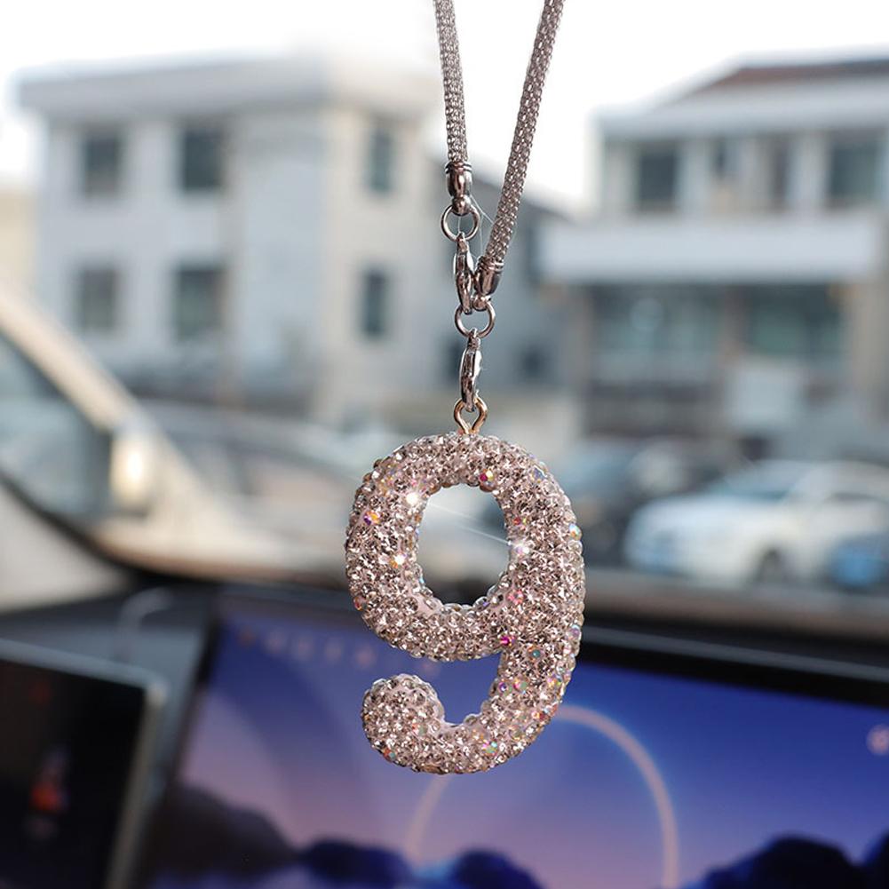 Car Pendant Interior Rearview Mirror Crystal Numbers Decoration Car Hanging Ornament Car Hanging Accessories