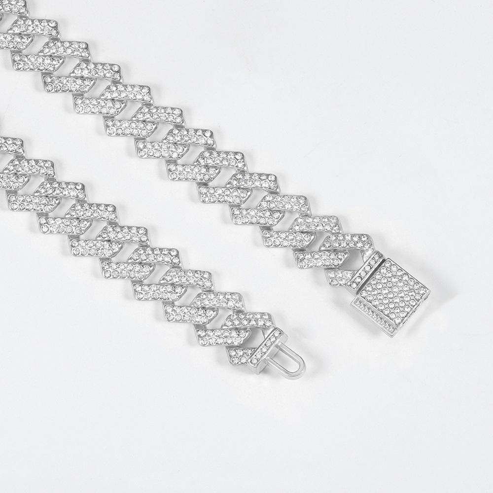 

Модное мужское кубинское ожерелье в стиле хип-хоп с полным бриллиантом из сплава, горячая распродажа 60CM серебряный