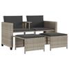 VidaXL Canapé de Jardin 2 Places avec Table et Tabourets, Fauteuils avec Coussins, Mobilier d'Extérieur Patio, Moderne, Gris 368421