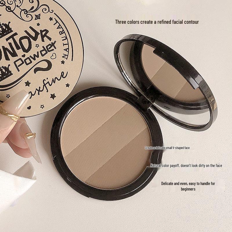 MAXFINE 3-Color 3D Contour Blush & Shadow – Beginner Friendly, Natural Soft Mist Finish, 9g