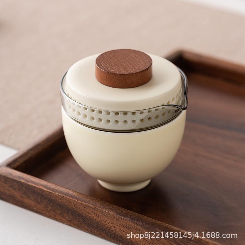 Travel tea set, one pot, three cups, portable Kung Fu Kuaike cup, small set, outdoor high-end business gift set