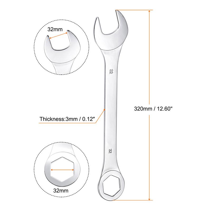 1pc 15-32mm Llave Combinada de Boca Abierta Acero al Carbono Anillo Abierto Llave Combinada Herramientas Manuales para el Hogar y Reparación de Coches Métricas