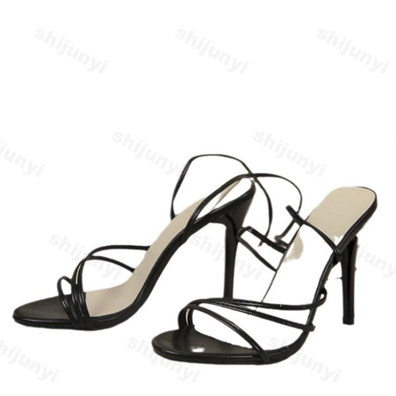 Mode Été Sandales à Talons Hauts pour Femmes Mode Rome Sexy Lanière Croisée Bout Ouvert Escarpins Sandales Grande Taille 35-42 Zapatos Mujer