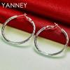 925 Sterling Silver 40MM Fine Round Hoop Earrings for Women Charm Engagement Wedding Party Fashion Jewelry Accessories