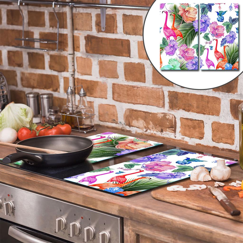 Tagliere in Vetro 2X 30X52 Fenicotteri