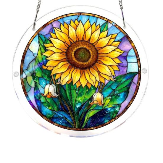 Acrylic Puzzle Suncatcher Stained Glass Effect Window Hanging Ornament DIY Art Puzzle Sun Catcher Kit for Home Garden Decor