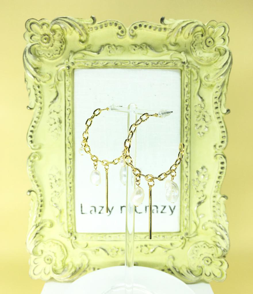 Lazy N Crazy Gold Freshwater Pearl Vintage Hoop Ring Earrings