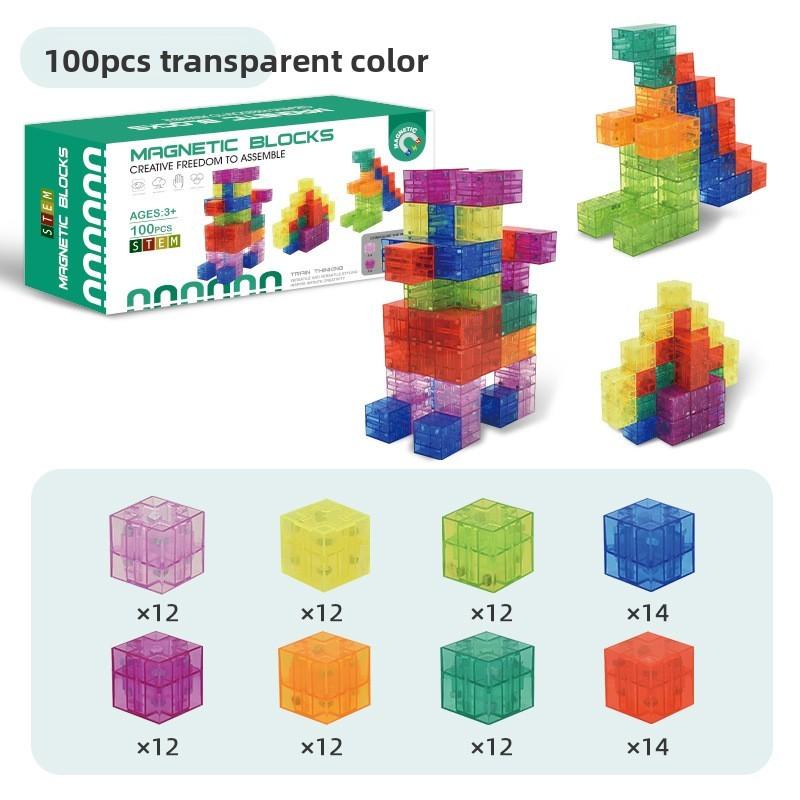 

Magnetic Childrens Building Blocks For Stem Learning And Creative Play Translucent 100pcs