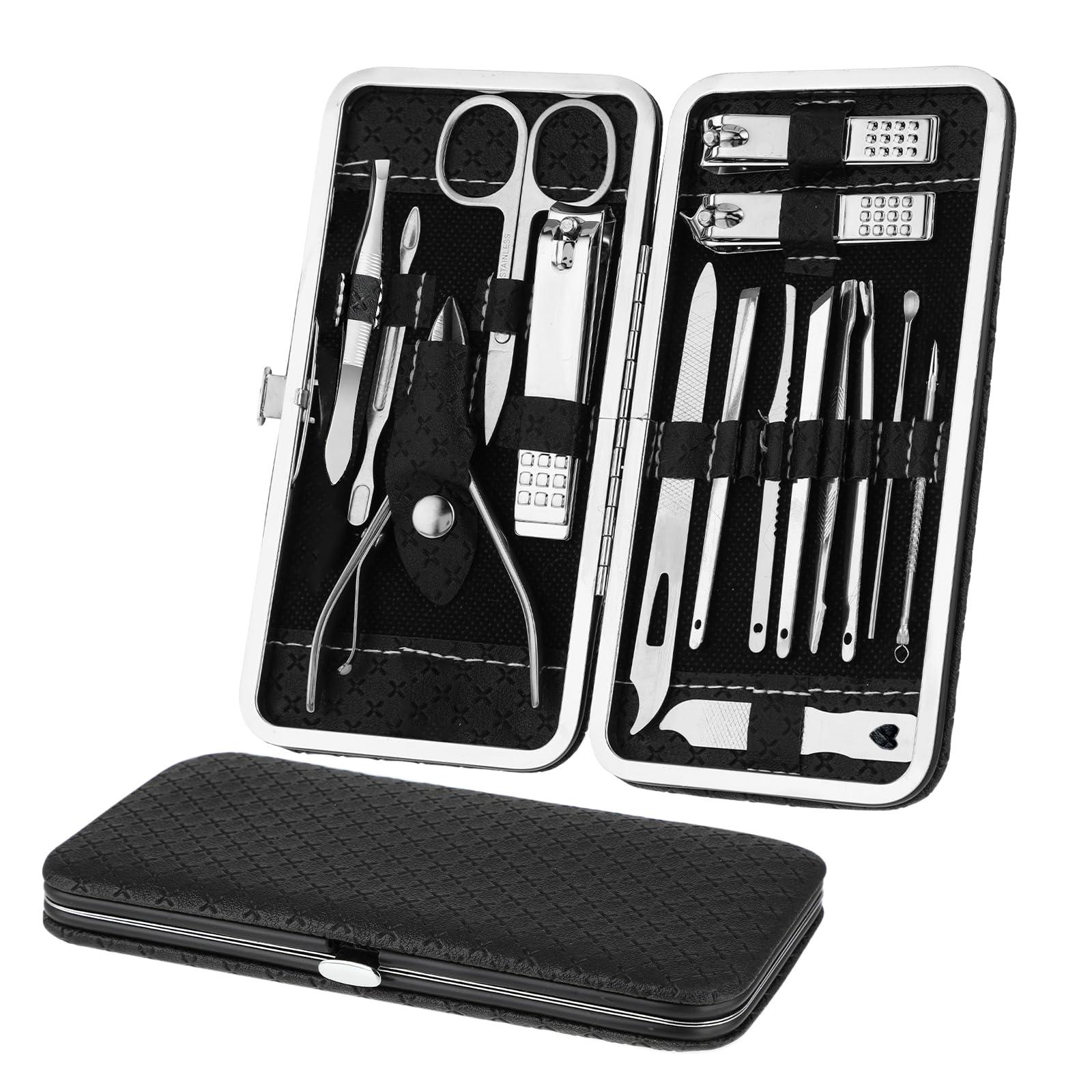 

Полный набор для маникюра и педикюра - Кусачки для ногтей, Кусачки, Пилки и многое другое - Идеально подходит для дома и путешествий! чёрный