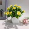 Eighteen Simulated Flowers Daisy Pine Cone Artificial Green Plant Potted Plant