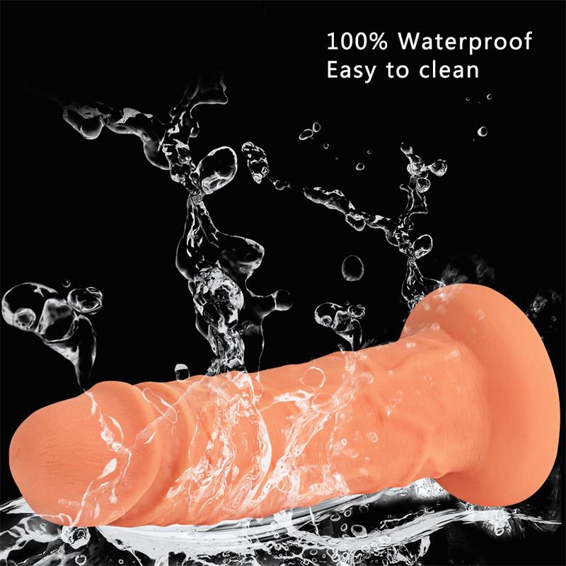 Female Big Penis Liquid Silicone Simulation Fake Penis Thick and Long Eggless Sucker Anal Plug Masturbation Device