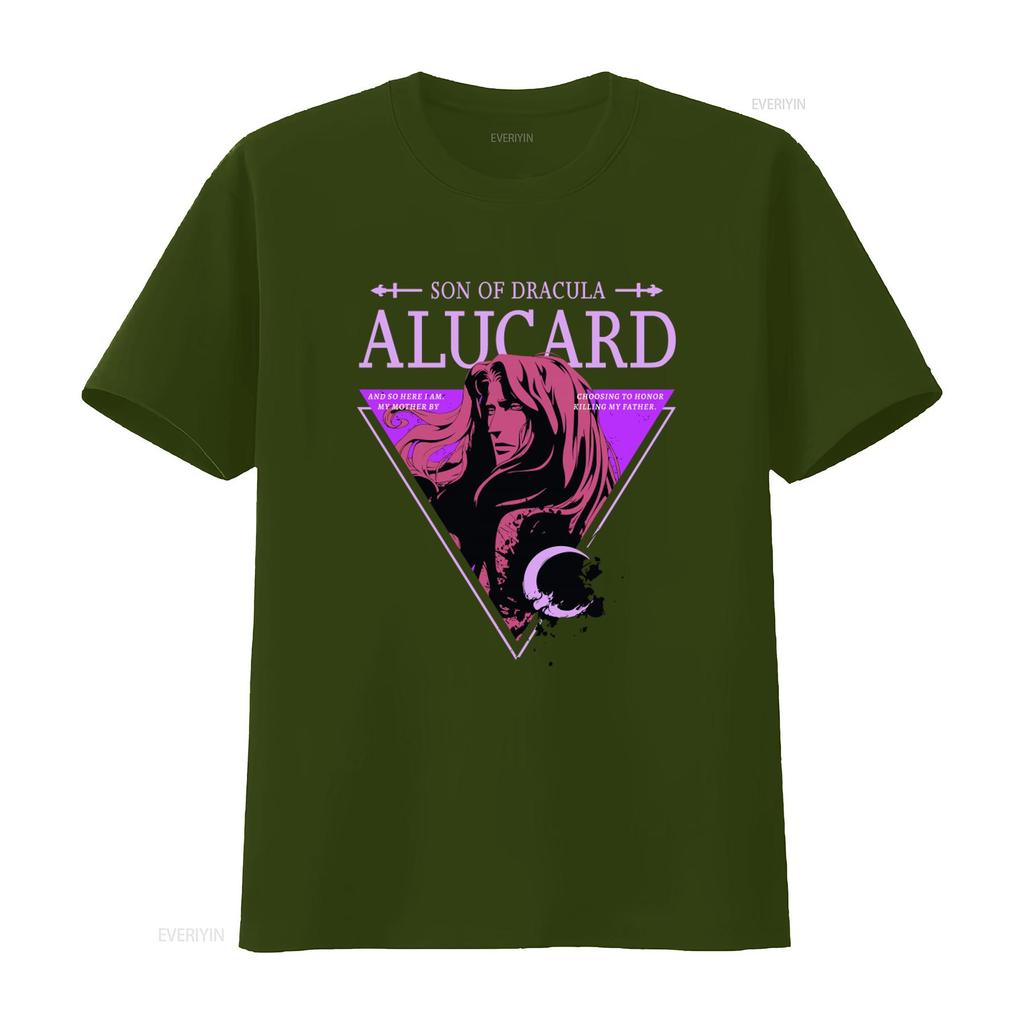 Sohn von Dracula Alucard Castlevania Gothic Vampir T-Shirt für Vintage Gewaschen Leicht Atmungsaktives Oberteil Für Den Alltag