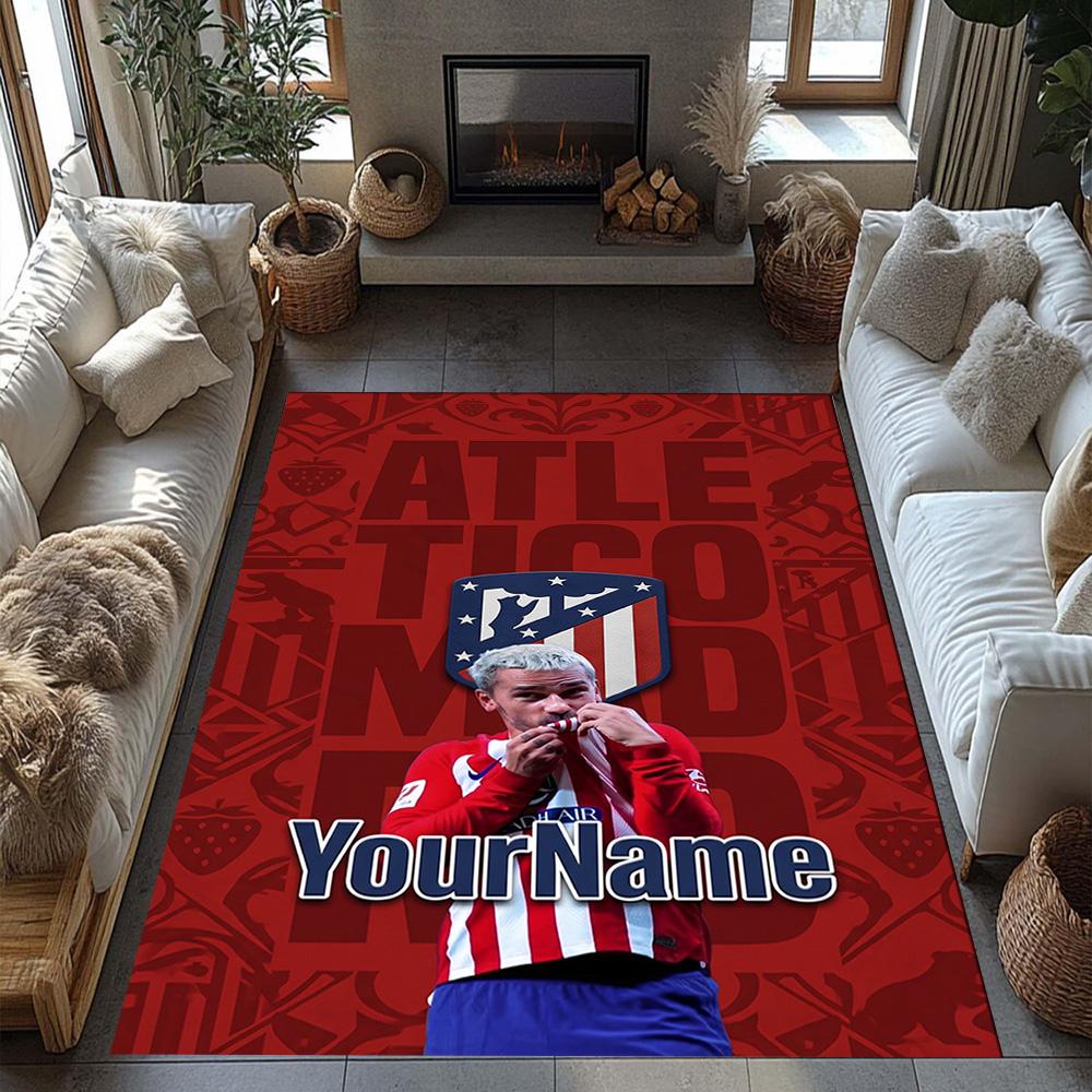 Atletico Madrid Personalized Name Area Rug Perfect for Dining Room Outdoor Hallway Study room Anti-slip Rug Office home decor