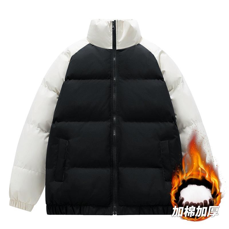 Herren Splice Baumwollgepolsterte Jacke Stehkragen Verdickt Winter Neu Herren Jugend Lässig Brot Kleidung Baumwollgepolsterte Jacke