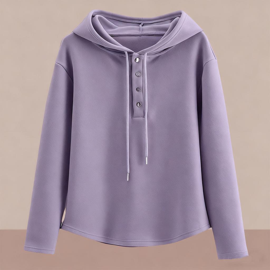 Top con capucha de manga corta para mujer, casual y a la moda, de color sólido y con mangas largas