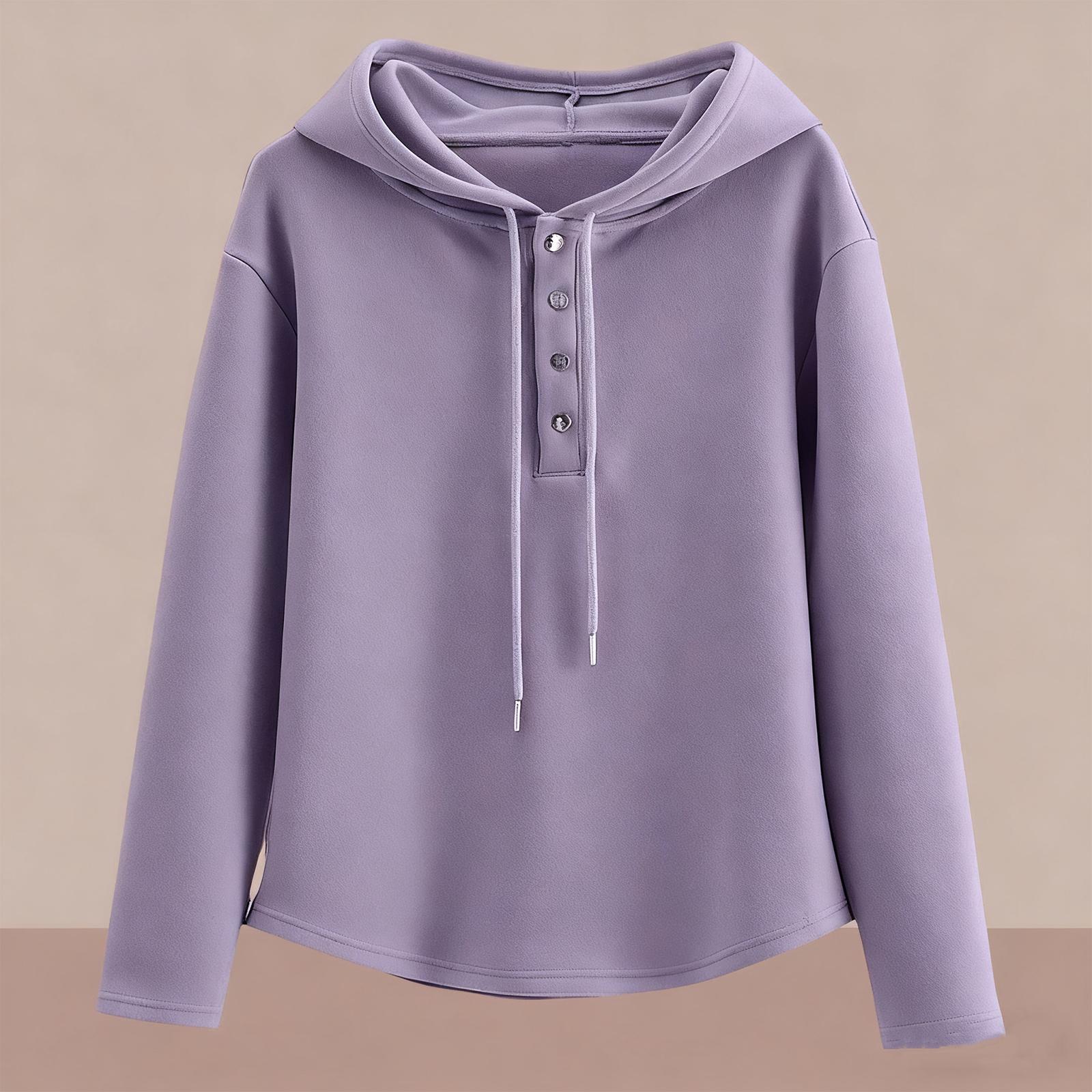 

Ladies Casual And Fashionable Solid Color Short Sleeved Hooded Top With Long Sleeves L