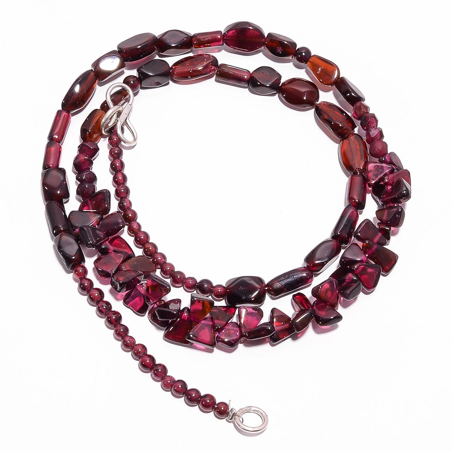 

Натуральный Мозамбикский Гранат Камень Гладкие Бусины Ожерелье 4-10 мм 18 UB-7890 UB-7890