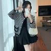Spring Cardigan Coat Female 2026 Small Fragrance Houndstooth Imitation Mink Coat Short Loose Skinny Knitting Cardigan Female