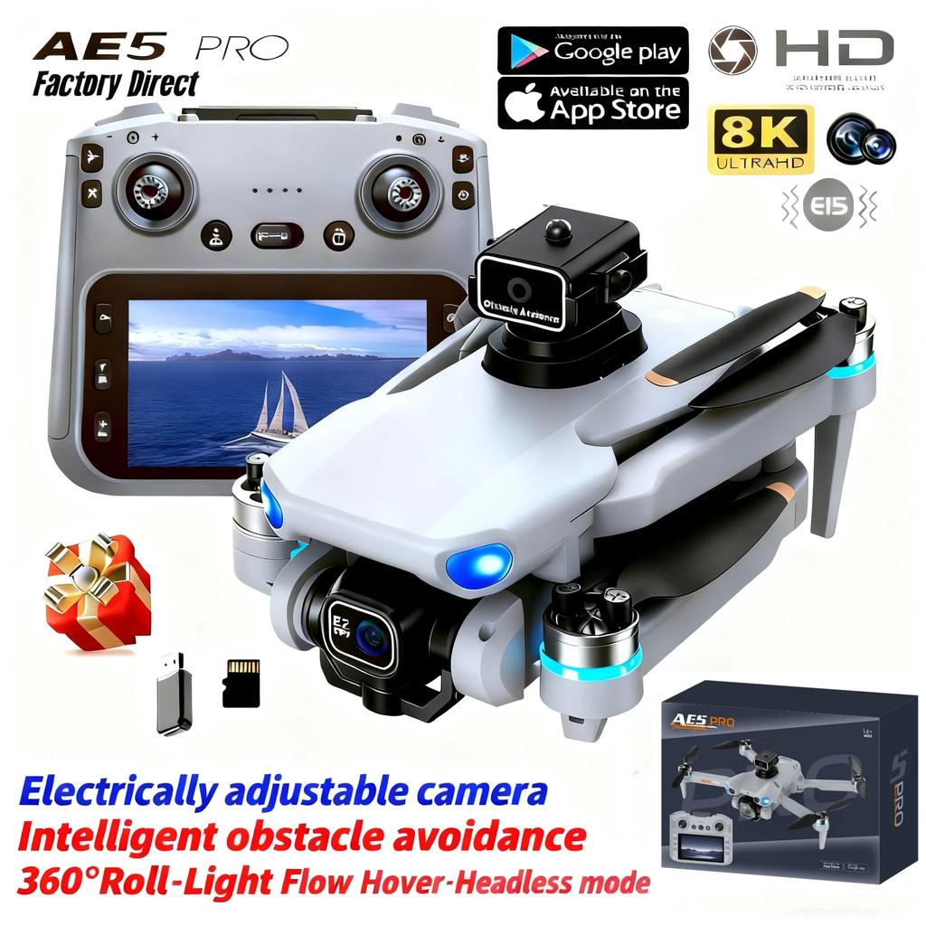 AE5 Pro Drohne 8K HD 4,5" Bildschirm Steuerung 20 Min Akku Headless Mode Helikopter 360° Flip Quadcopter Mini Drohne Kinderspielzeug