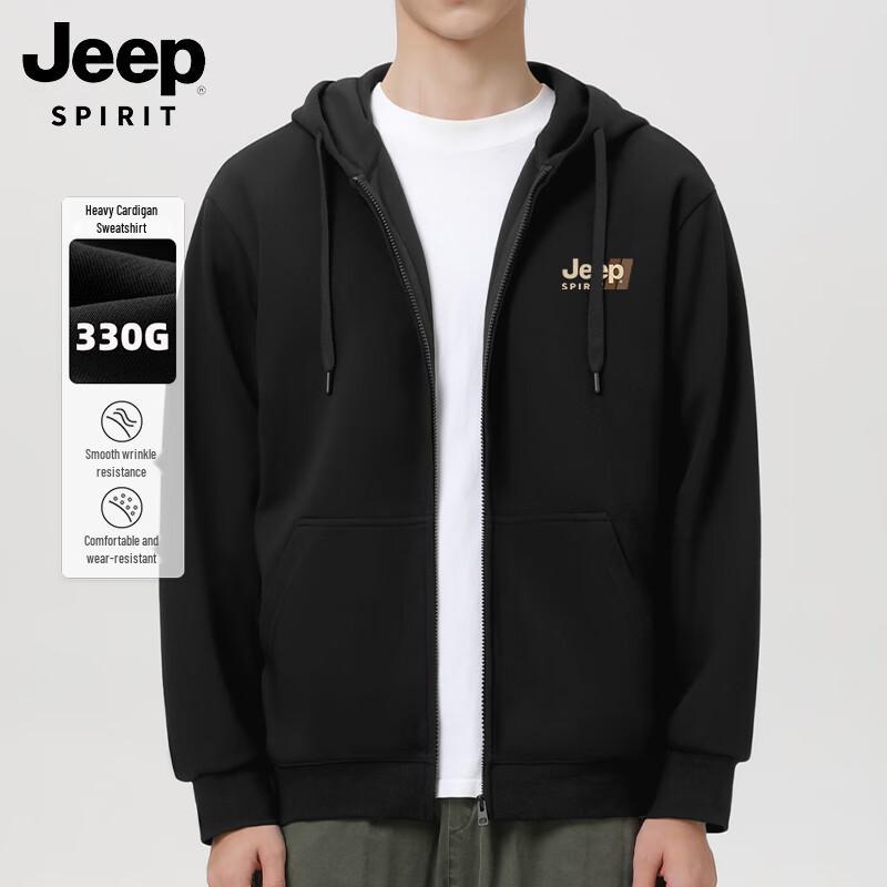 

JEEP SPIRIT Men s Heavyweight 330G Hooded Casual Cardigan Sweatshirt 3XL