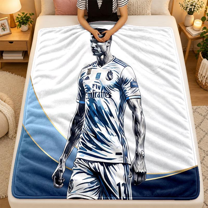 Flannel BlanketCristiano Ronaldo Warm Soft Throw Blanket for Indoor Sofa Bed Living Room Use