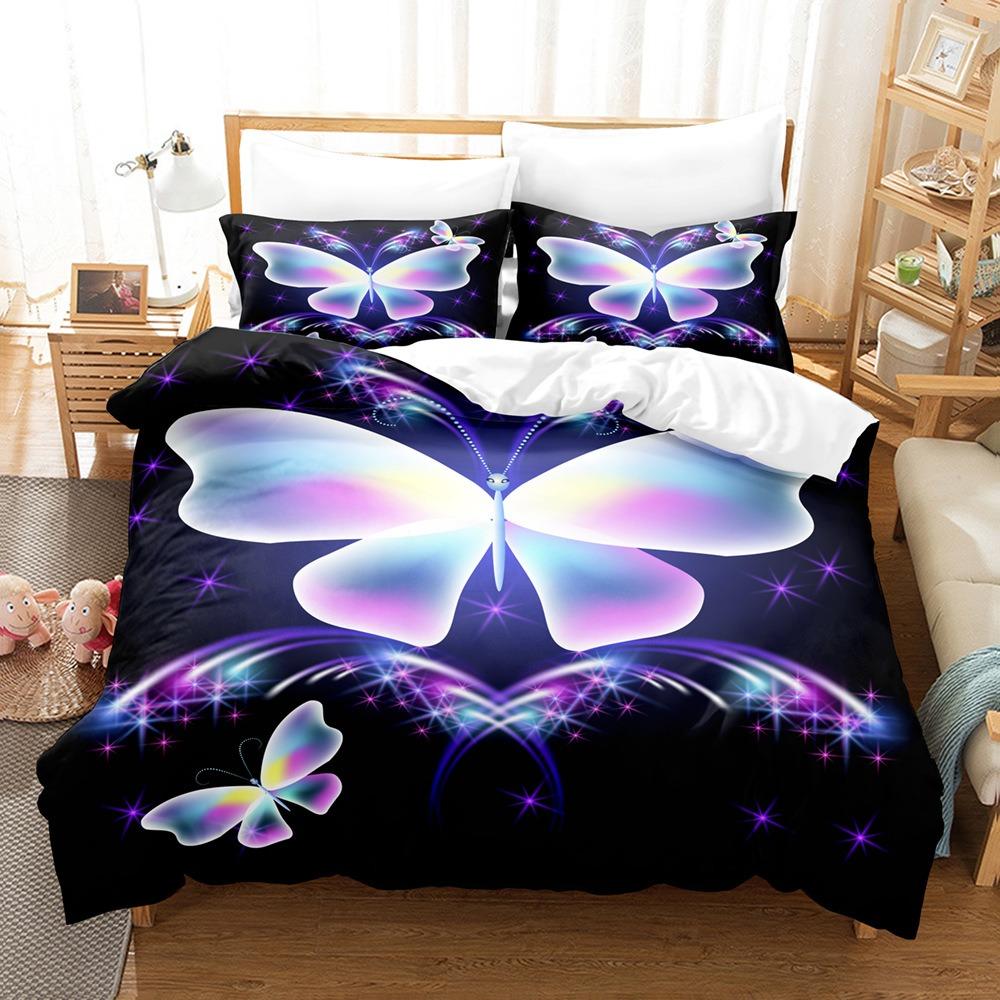 Butterfly comforter sets home bedding set duvet cover pillowcase bedroom décor, animal print boy and girl gifts.