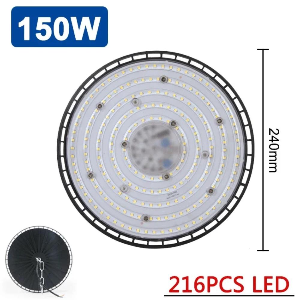 6500K 100W/150W/200W 144/216/288LED Super jasne diody LED oświetlenie przemysłowe oświetlenie garażowe oświetlenie High Bay IP65 wodoodporne do siłowni magazyn fabryka