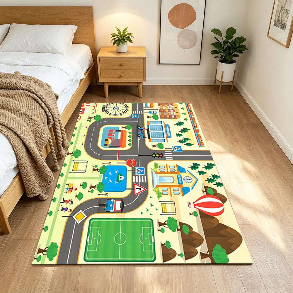 City Adventure Playground Non-Slip Home Carpet Design for Office Decor Living Room Bedroom Gift