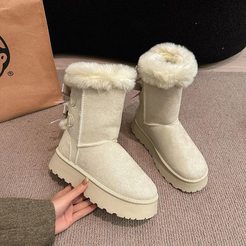 Snow Boots Women 2024 Winter New Fashion  Plush Platform Shoes Outdoor  Brown Long Boots Women Shoes Bota Camurca Cano Longo