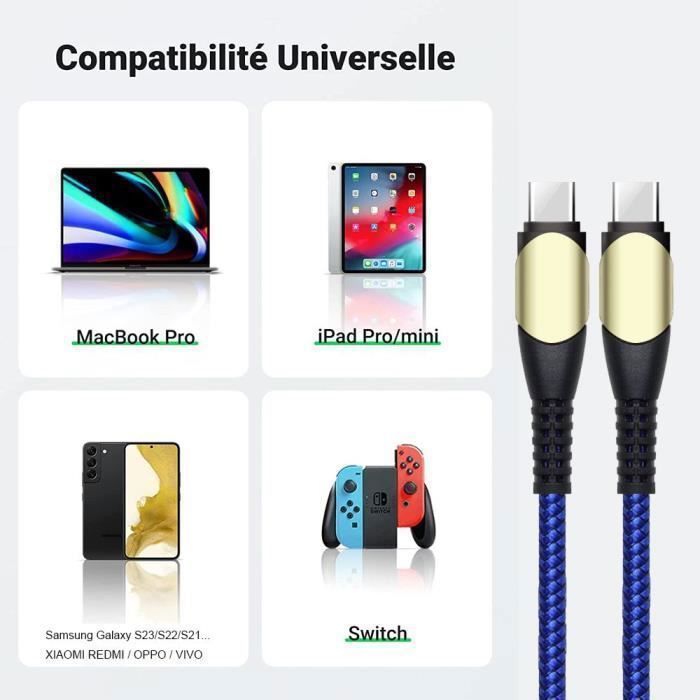 Chargeur - E.F.Connection - 25W - Câble USB-C 60W - Compatible Samsung Galaxy A05s A15 A16 A17 A25 A35 A36 A56 - Charge rapide