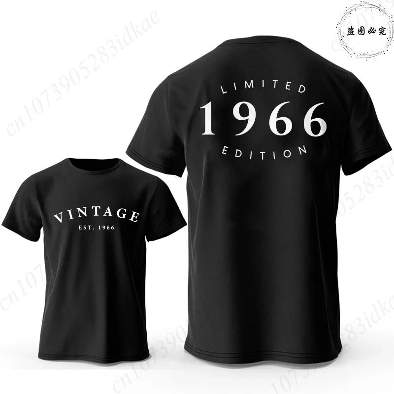 Vintage Est 1966 Limited Edition 60th Birthday Tees Mens Oversized O Neck Short Sleeve Tshirts Fashion Graphic Male Clothing