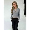 Womens Short Knit Cardigan Round Neck Slim Fit Twist Zip Up Fall Winter Casual Outerwear