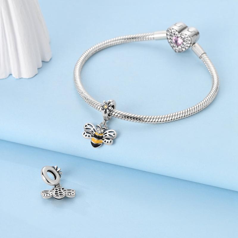 Charms Original Copper Yellow Bee Wings Pendant Beads Fit Bracelet Women Jewelry Diy Fine Gift Accessory