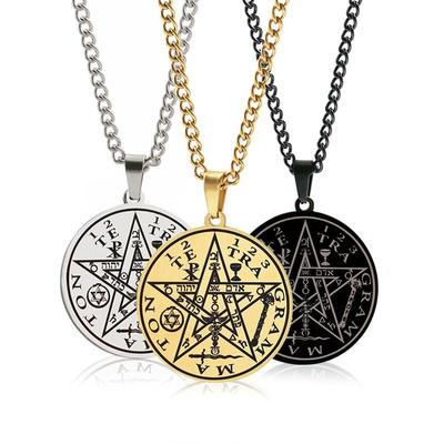 Pendant Hiphop Hip-hop Five-pointed Star Seal Kabbalah Amulet Necklace for Men and Women