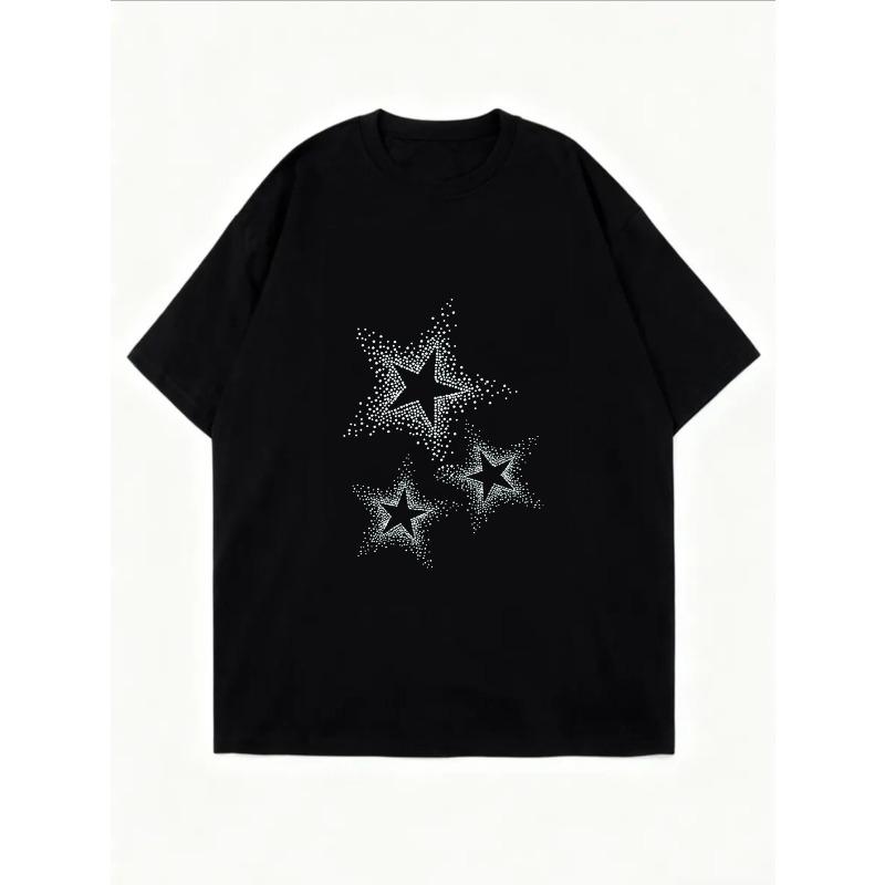 Weißes Oversized T-Shirt Mit Sternenprint Für Freizeitkleidung