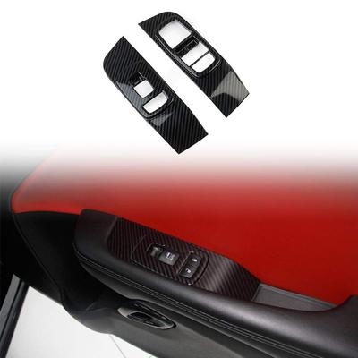 Fit for Challenger Interior Door Armrest Power Window Switch Panel Carbon Fiber Accessories for Dodge Challenger 2015 Up