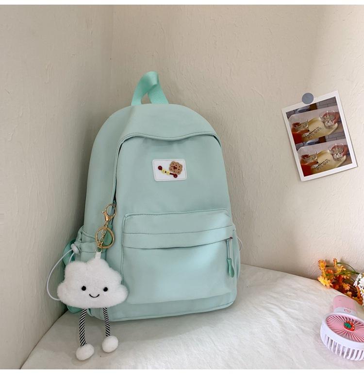 Schoolbag Japanese ins soft sister backpack Korean version solid color large capacity student schoolbag sweet and fresh girl casual backpack