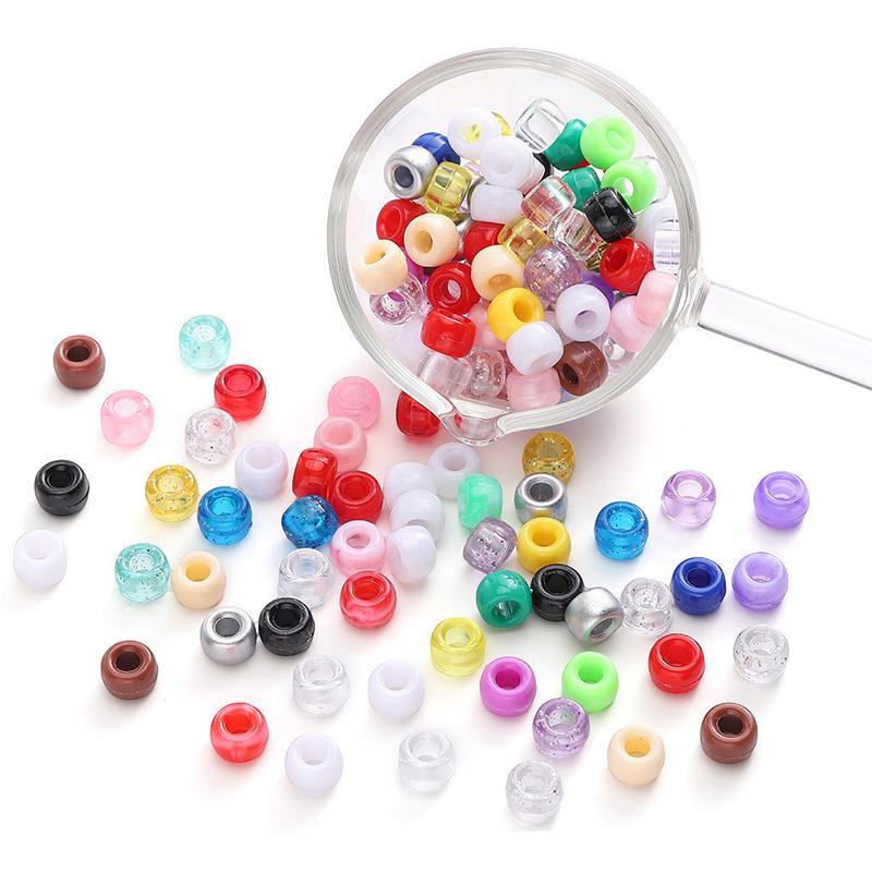 9x6mm Mixed Style Acrylic Barrel Beads for DIY Bracelet & Necklace Making