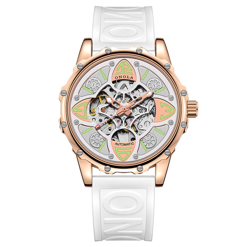 ONOLA Four-Leaf Clover Automatic Mechanical Watch - Unisex Waterproof with Rubber Strap
