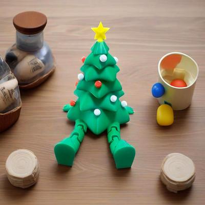 3D-gedruckter Weihnachtsbaumschmuck Desktop-Baumfigur mit flexiblem und beweglichem Gelenk zur entspannenden Weihnachts-Tischdekoration für Heim- und Bürodekor