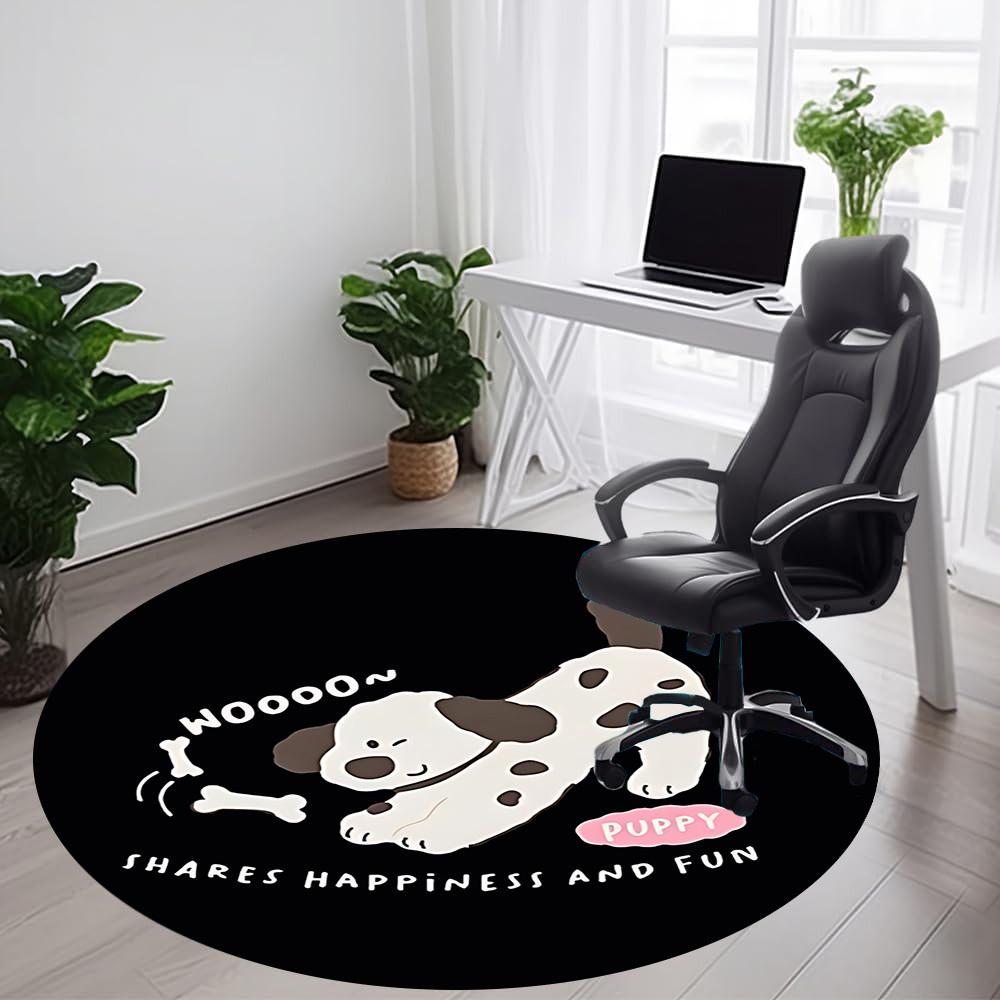 1pc Puppy Bone Cute Happy Office Round Area Rug, Mat Suitable ForOffice, Under Office Chairs Bedroom Living Room Home Decor, Room Deco