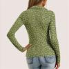 Women's Fashion Casual Printed V-Neck Long Sleeve Button-Down Top