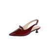 Low Kitten Heels for Women Slingback Dressy Pumps Pointed Closed Toe Ankle Strap Wedding Pumps Women's Summer Comfortable Slip on Low Heeled Shoes