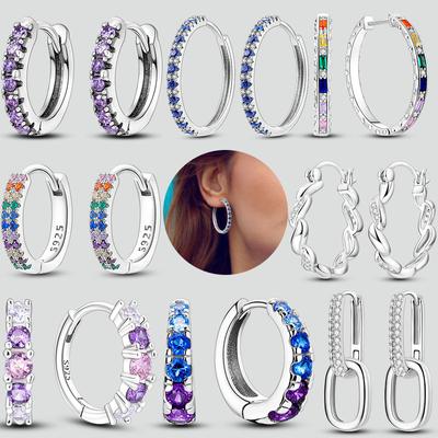 925 Silver Hoops Earrings Hypoallergenic Hoops Earrings With Zirconia Fashion High Quality Jewelry for Women Girls