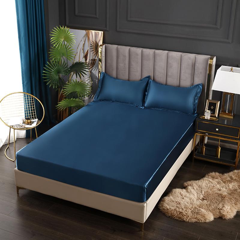 Satin Sheets Fitted Sheet Solid Color Rayon Mattress Cover Elastic Band Bed Sheet King 200x200 200x220 No Pillowcase Beddings
