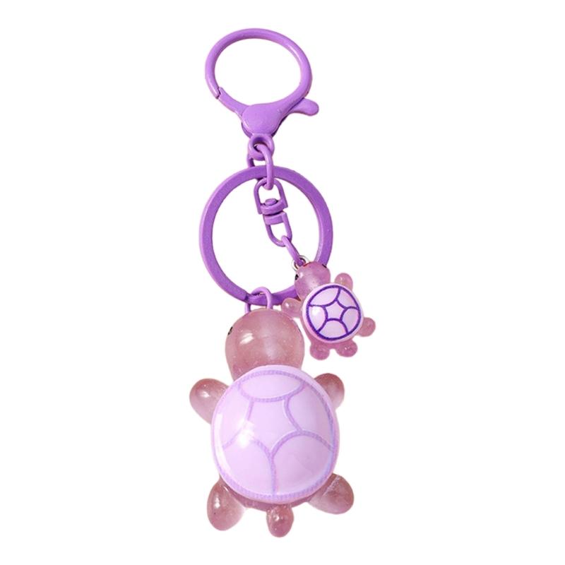 Plastic 3D Turtles Charm Keychain Accessory Fashionable Animal Shape Key Rings Tortoise Bag Decoration for Women