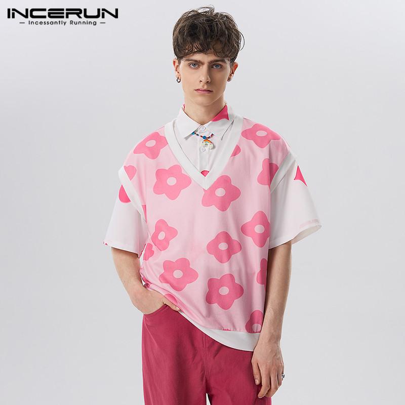 

INCERUN Весенний мужской жилет без рукавов с цветочным принтом и v-образным вырезом