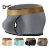 Men Boxer Underwear Mid-rise Elastic Waist U-Convex Shorts Briefs Solid Color Breathable Smooth Lines Quick Drying Panties